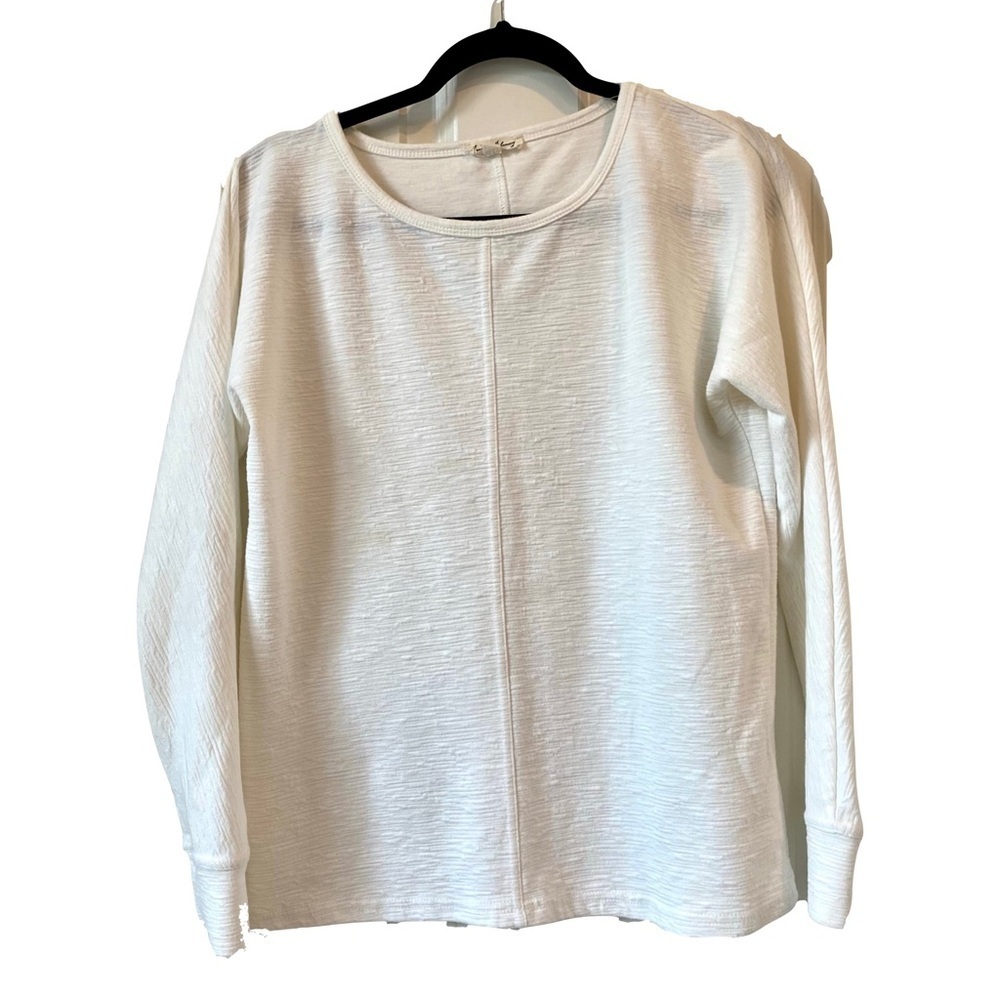 June & Delaney White Lightweight Long Sleeve Pullover Blouse Size Small